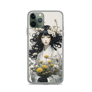 Oriental Lady with Yellow Flowers iPhone Case