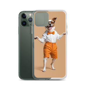 Happy Dancing Dog Beige iPhone Case