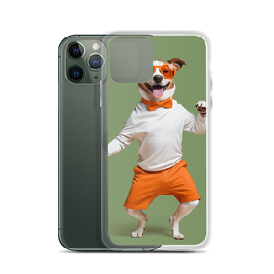 Funny Dancing Dog Green iPhone Case