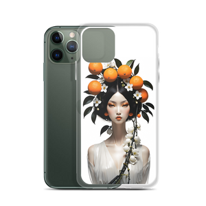 Beauty Lady with Orange Fruits iPhone Case