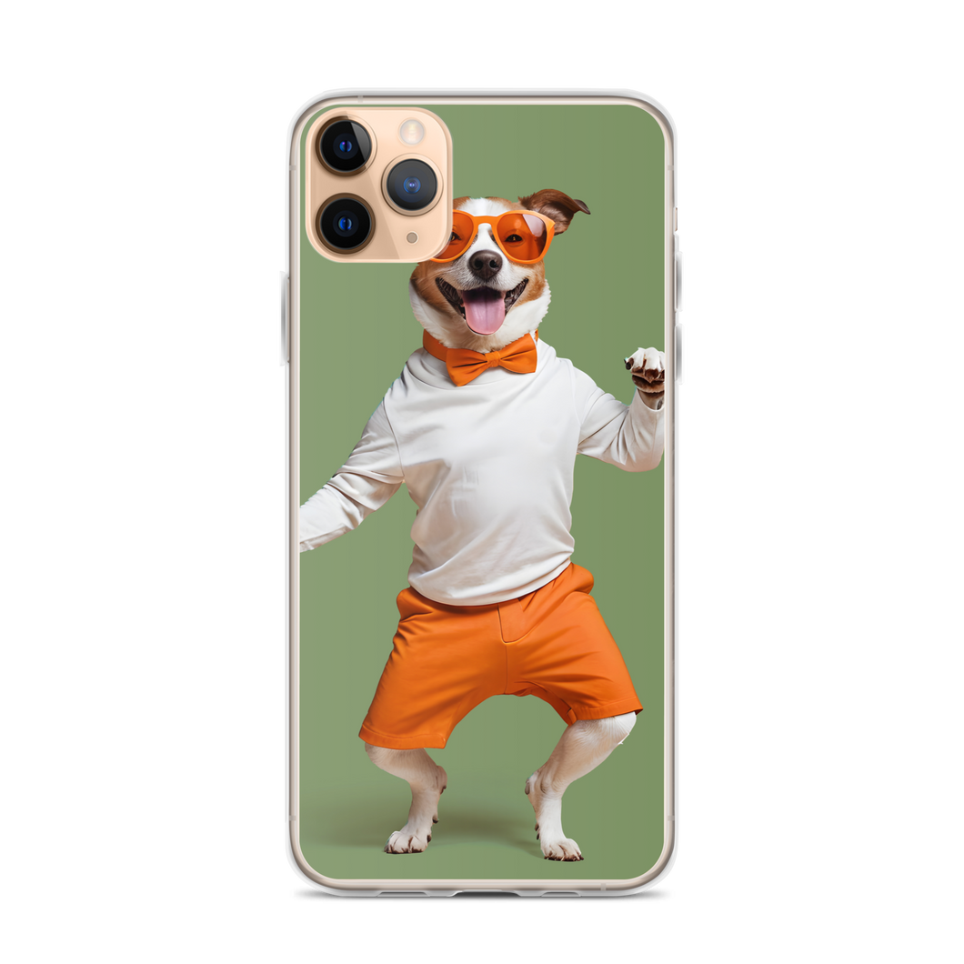 Funny Dancing Dog Green iPhone Case