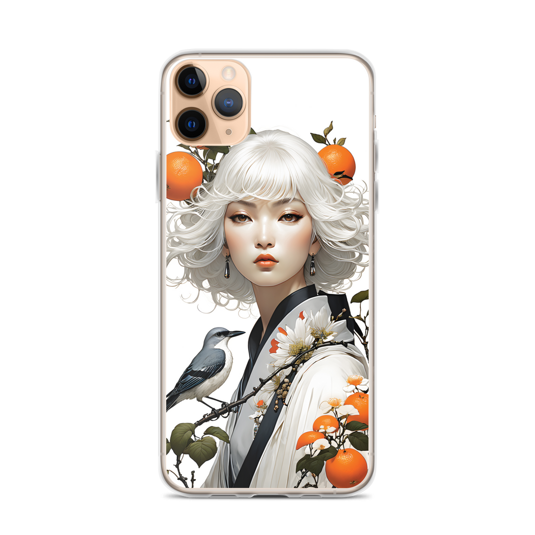 Beauty Lady with Orange and Bird iPhone Case