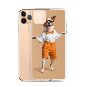 Happy Dancing Dog Beige iPhone Case