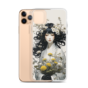 Oriental Lady with Yellow Flowers iPhone Case