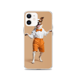 Happy Dancing Dog Beige iPhone Case