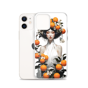 Oriental Lady with Orange Fruits iPhone Case