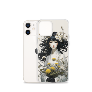 Oriental Lady with Yellow Flowers iPhone Case