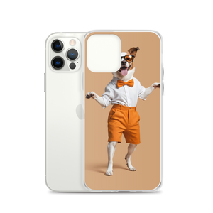 Happy Dancing Dog Beige iPhone Case