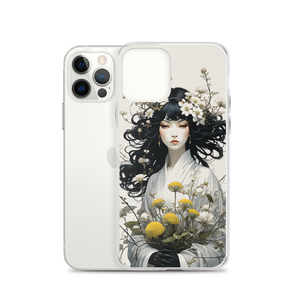 Oriental Lady with Yellow Flowers iPhone Case