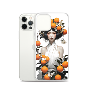 Oriental Lady with Orange Fruits iPhone Case