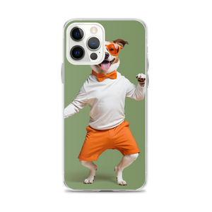 Funny Dancing Dog Green iPhone Case