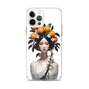 Beauty Lady with Orange Fruits iPhone Case