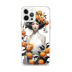 Oriental Lady with Orange Fruits iPhone Case