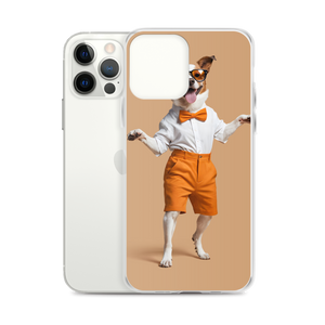 Happy Dancing Dog Beige iPhone Case