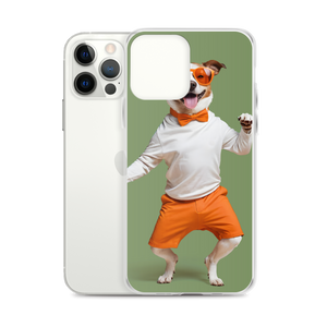 Funny Dancing Dog Green iPhone Case