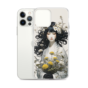 Oriental Lady with Yellow Flowers iPhone Case