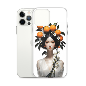 Beauty Lady with Orange Fruits iPhone Case