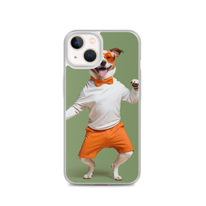 Funny Dancing Dog Green iPhone Case