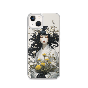 Oriental Lady with Yellow Flowers iPhone Case