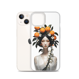 Beauty Lady with Orange Fruits iPhone Case