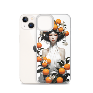 Oriental Lady with Orange Fruits iPhone Case