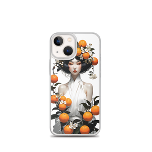 Oriental Lady with Orange Fruits iPhone Case