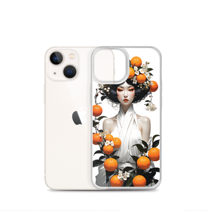 Oriental Lady with Orange Fruits iPhone Case