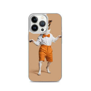 Happy Dancing Dog Beige iPhone Case