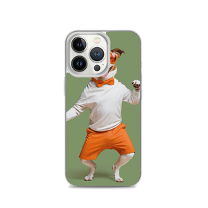 Funny Dancing Dog Green iPhone Case