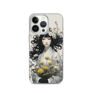 Oriental Lady with Yellow Flowers iPhone Case