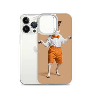 Happy Dancing Dog Beige iPhone Case