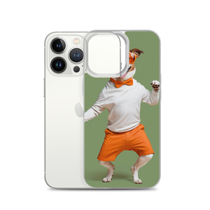 Funny Dancing Dog Green iPhone Case