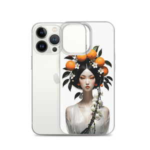 Beauty Lady with Orange Fruits iPhone Case