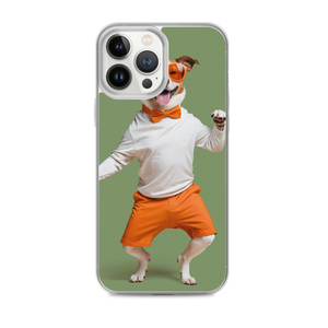 Funny Dancing Dog Green iPhone Case