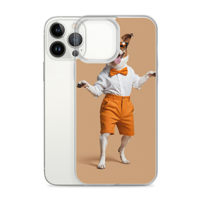 Happy Dancing Dog Beige iPhone Case