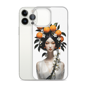 Beauty Lady with Orange Fruits iPhone Case