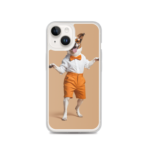 Happy Dancing Dog Beige iPhone Case