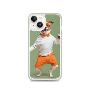 Funny Dancing Dog Green iPhone Case