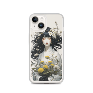 Oriental Lady with Yellow Flowers iPhone Case