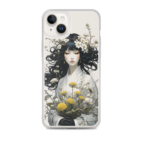 Oriental Lady with Yellow Flowers iPhone Case