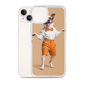 Happy Dancing Dog Beige iPhone Case