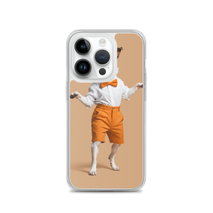 Happy Dancing Dog Beige iPhone Case