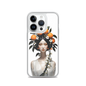 Beauty Lady with Orange Fruits iPhone Case