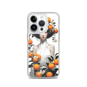 Oriental Lady with Orange Fruits iPhone Case