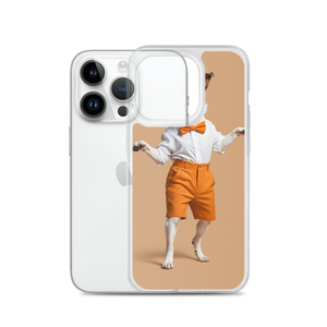 Happy Dancing Dog Beige iPhone Case