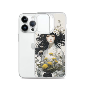 Oriental Lady with Yellow Flowers iPhone Case