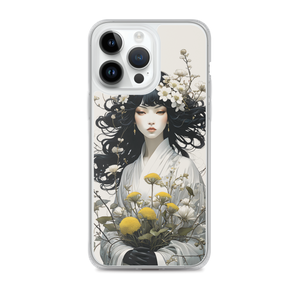 Oriental Lady with Yellow Flowers iPhone Case