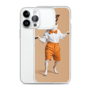 Happy Dancing Dog Beige iPhone Case