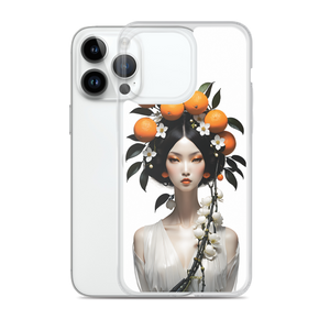 Beauty Lady with Orange Fruits iPhone Case