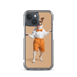 Happy Dancing Dog Beige iPhone Case